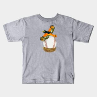 Play Ball! Oriole Baseball Egg in Nest Kids T-Shirt